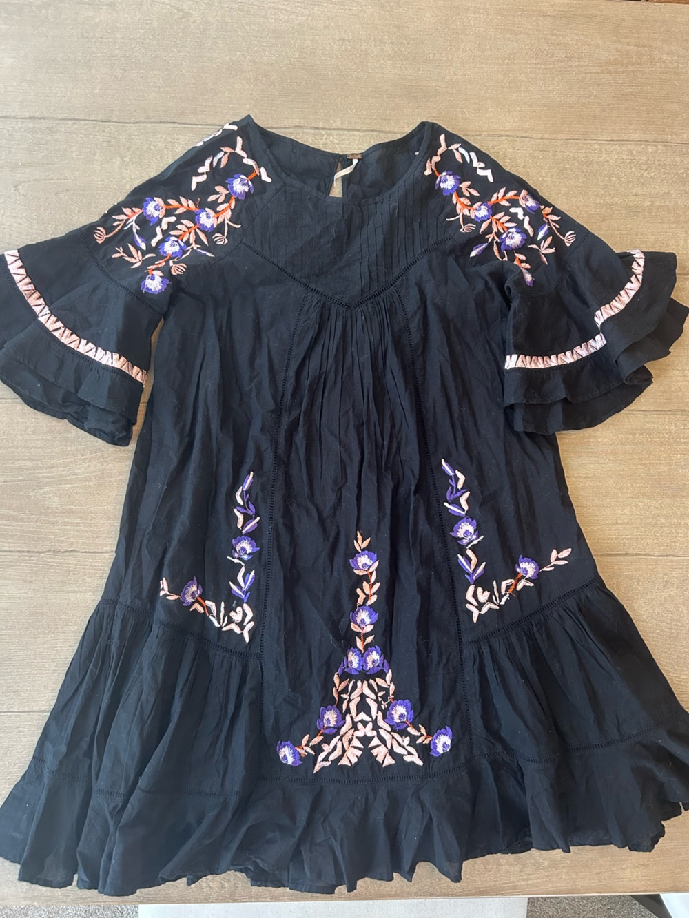 Free People Black Dress with Embroidery- size small